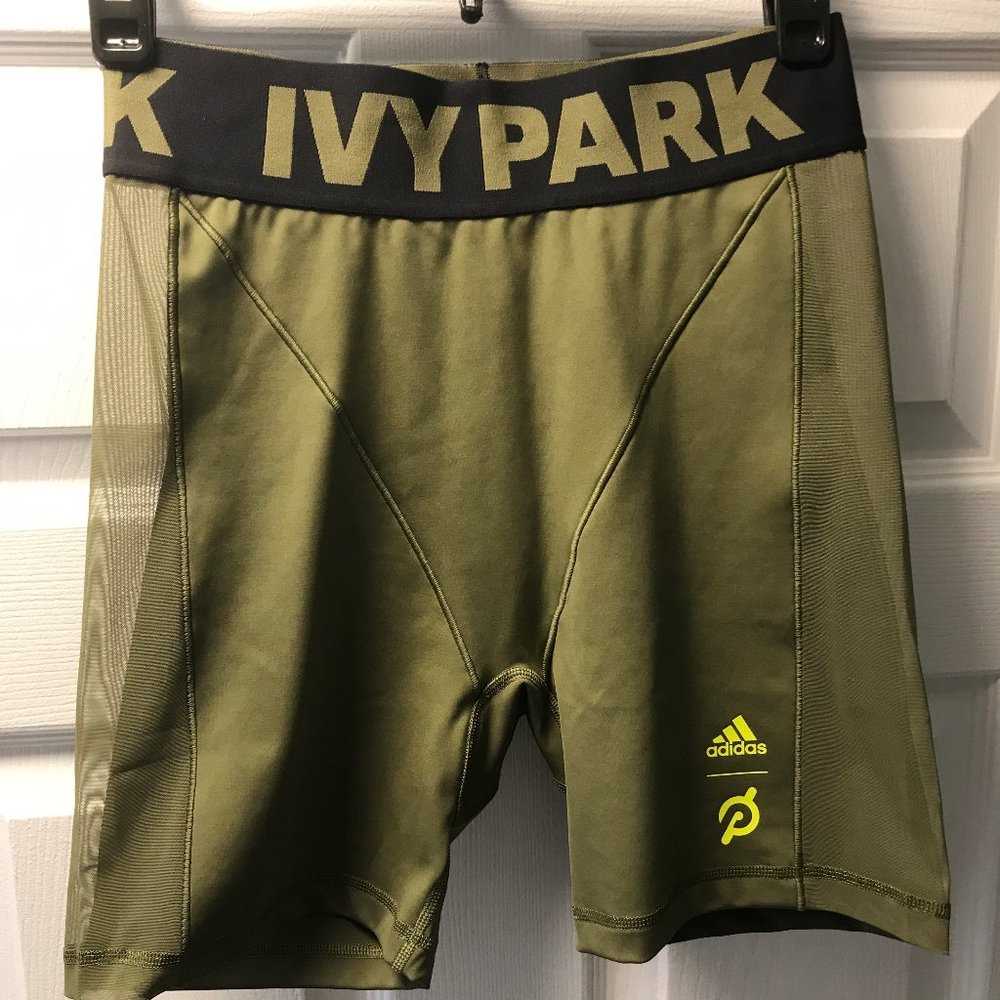 Adidas Women's IVY PARK Peloton Focus Olive Cycling Shorts Small HG0574